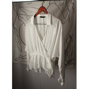Zara Women’s White Wrap Top/Blouse.